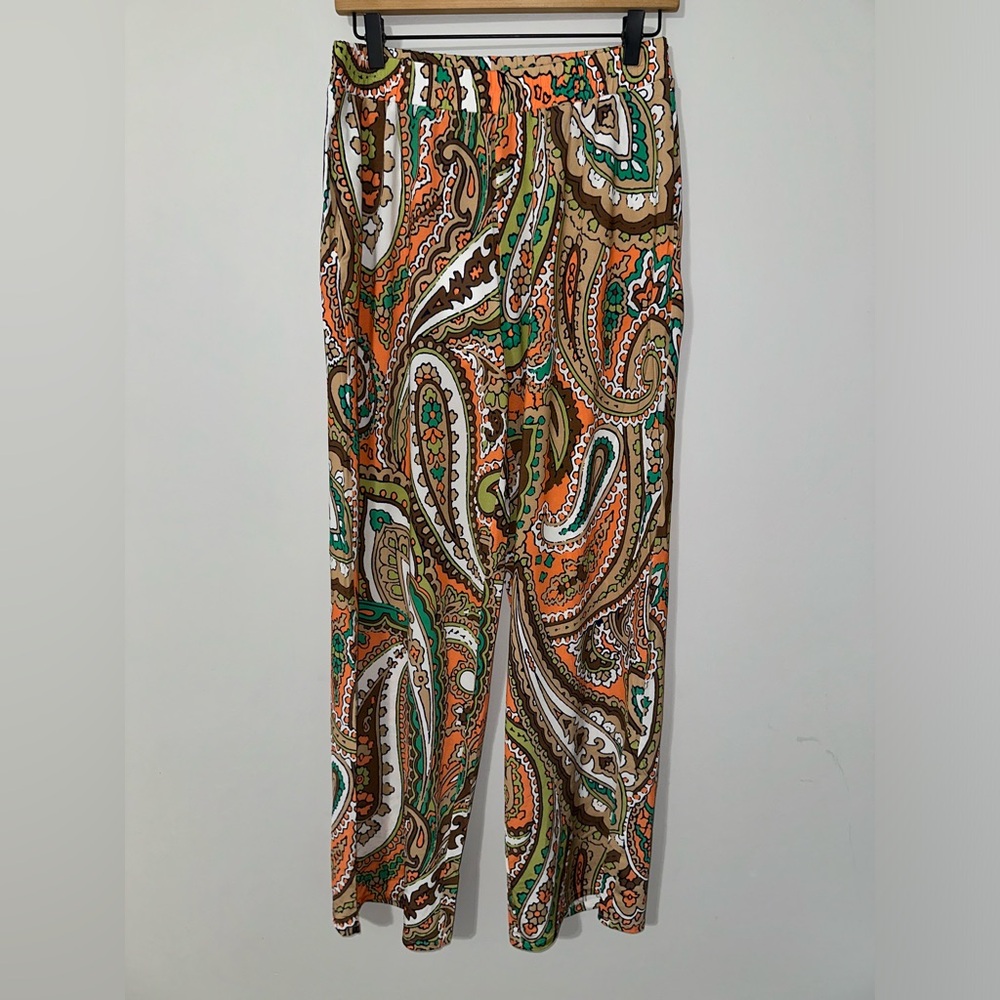 Camicetta Snob Paisley Print Wide Leg Slinky Viscose Pants SZ 44‎ (US 12/14)